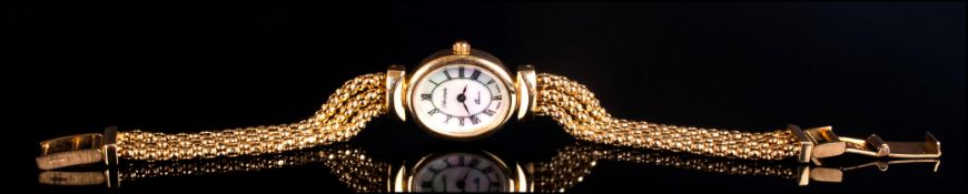 Veronese 18ct Gold Plated Silver Watch, mother-of pearl dial with Roman numerals, three strand