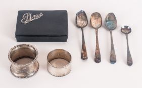 Small Collection of Silver comprising two various hallmarked napkin rings, a Georgian mustard