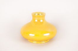 Moorcroft Elegant Plain Lustre Squat Shaped Vase 'Lemon' colourway. circ 1916. Stands 3.25 inches