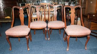 Set Of 4 19thC Mahogany Framed Dining Chairs Of Solid Construction With Padded Seats