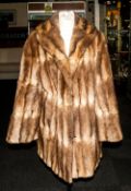 Ladies Three Quarter Length Musquash Coat, fully lined. Slit pockets,
