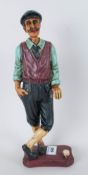 Resin Figure Of A Gentleman Golfer Standing On A Rectangular Base leaning on a golf club, 14'' in