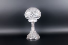 1930's Elegant Cut Crystal Table Lamp of Good Quality and Condition. It Stands 14 Inches High.