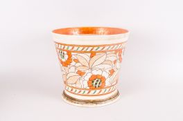 Charlotte Rhead Signed Crown Ducal Jardiniere Circa 1930's 'Tudor Rose' Pattern Number 4491. Lustred