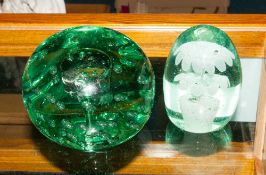 Two Large Victorian Green Glass Dumps, Of Typical Form
