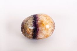 Blue John Egg, a beautifully striated, substantial example of the rare Derbyshire stone 2.75