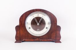 Bentic Wooden Cased Mantle Clock, silvered chapter ring with Arabic numerals, 11.5'' in width. 8.5''