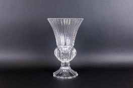 A Very Fine and Impressive Cut Glass Vase. Stands 14 Inches High. Mint Condition.