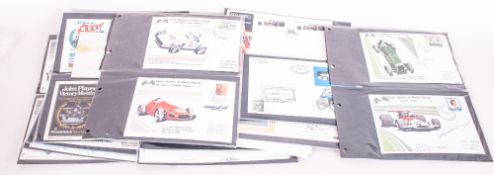 Large Collection of Themed Stamped Motor Racing Commemorative Covers. Some signed eg Taso Mathieson,