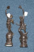 Pair Of Late 19thC Art Deco Spelter Figures, Height 16 Inches