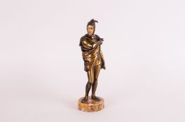Vienna Cold Painted Bronze Figure Depicting Mephistopheles Raised on a Marble Circular Base.