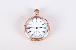 Waltham Royal 10ct Gold Plated Open Faced Pocket Watch features a white porcelain dial and black