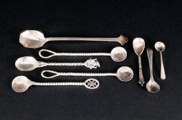 An Antique Collection of Silver Barley Twist Handle Coin Spoons ( 4 ) In Total + Four Vintage
