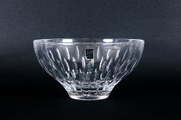 Royal Scott Large Hand Cut Lead Crystal Footed Fruit Bowl with label. 5.25'' in height. 9.75'' in