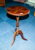 Modern Mahogany Tripod Table, Stylised Floral Decoration To Top, Height 25 Inches