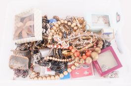 Box of Assorted Costume Jewellery including beads, necklaces and earrings etc