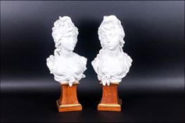 Royal Worcester - Signed Fine Ltd Edition Pair of Porcelain Classical Busts of Day and Night. By