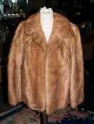 Ladies Blonde Saga Mink Jacket with rever collar, slit pockets and hook and eye fastening. Fully