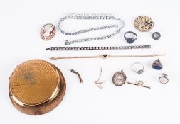 Small Quantity Of Costume Jewellery Comprising Gilt Fob, T Bar, Paste Necklace, Gemset Bracelet,