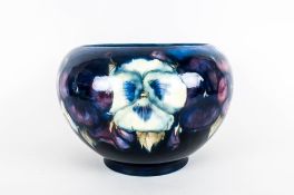 Moorcroft 'Pansy' Pattern Jardiniere with bulbous body and inverted rim, yellow, purple and deep