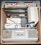 Large Box Containing A Quantity Of Transistor Radios Comprising Bush Nightingale, Aiwa Stereo 2-