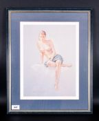 Luisa Dominguez Pencil Signed Limited Edition Colour Print, Nude Study signed by artist lower right.