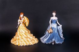Coalport Hand Decorated figurines (2) in total. 1 Classic Elegance 'Summer Breeze'. Issued 2006.