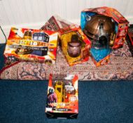 Collection of Doctor Who Memorabilia dalek voice changer helmet, interactive board game, the satan