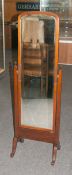 A Free Standing Early 20th Century Mahogany Cheval Mirror. 54.5 Inches High.