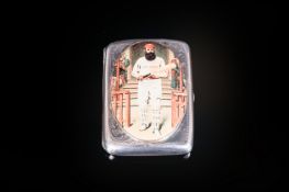 Small Silver Cigarette Case 'W G Grace', silver hallmark for Birmingham 1905, with later applied