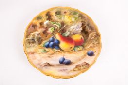 Royal Worcester Hand Painted Cabinet Plate 'Fallen Fruits'. Signed T Lockyer. Date 1922. Diameter