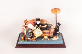 Border Fine Arts Limited Edition and Numbered Comic and Curio Cats Group Figure. By Linda Jane Smith