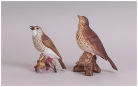 Royal Worcester and Beswick Thrush Figures, the Royal Worcester, 4.5 inches high, showing the bird