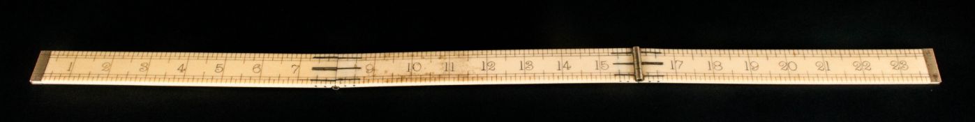 A Vintage Ivory Folding Ruler With Silver Coloured Mounts & Pins, extends to 24'' Fine quality &