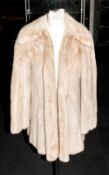 Ladies Blonde Mink Fur Coat, fully lined, collar with revers.