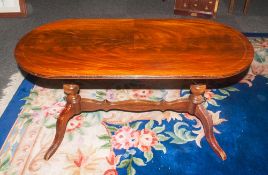 A Late 20th Century Mahogany Coffee Table, Supported by Two Turned Columns with Splayed Feet and