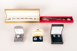 5 Boxed Jewellery Items Comprising Silver Ring, Silver Cufflinks, Silver Earrings, 3 Chains With