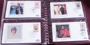 Boxed Benham Silk Cover Album with covers from around the world celebrating the marriage of Prince