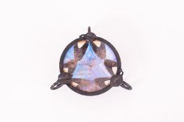 Art Nouveau Butterfly Wing Trinket Dish, Metal Surround With Leaf Decoration And 3 Curled Legs,