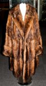 Ladies Musquash Three Quarter Length Coat, fully lined.