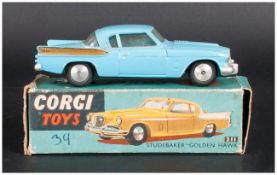 Corgi Toys No 211 Studebaker ''Golden Hawk'' Car Model,Blue/Gold Body, Complete With Blue Picture