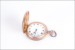 Full Hunter Pocket Watch With White Porcelain Dial With Roman Numerals And Subsidiary Seconds,