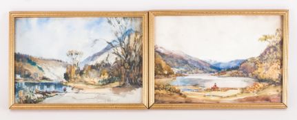 Ernest Holgate 1879-1927 Pair of Watercolours. Lake Scenes. Each painting is signed and mounted