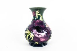 Moorcroft Modern Tubelined Globular Shaped Vase ' Anemone ' Tribute Collection. Date 2003,