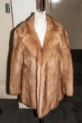 Blonde Mink Ladies Fur Jacket, fully lined. Collar with revers. Hook & Loop Fastening. Slit