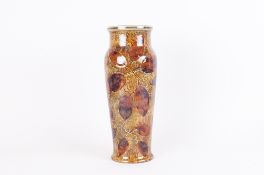 Doulton Lambeth Lustre Finish Natural Foliage Vase ' Autumn ' c.1890-1900. Stands 11.75 Inches High.