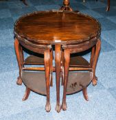 Late 19th/Early 20thC Mahogany Nest Of Tables Shaped Circular Top With Pie Crust Border Raised On