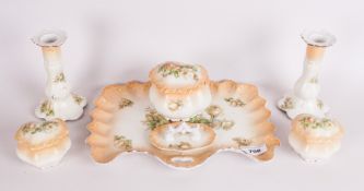 Blush Ivory Coloured Porcelain Seven Piece Trinket Set