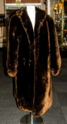 Three Quarter Length Beaver Lamb Coat, fully lined. Cuff Sleeves, Slit pockets, Hook & Loop