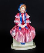 Royal Doulton Early Figurine ' Forget Me Not ' Red and Blue Colour way. HN1813. Designer L.